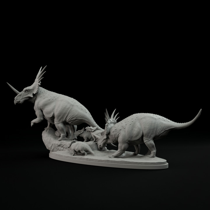 Styracosaurus family 1-35 scale pre-supported dinosaur