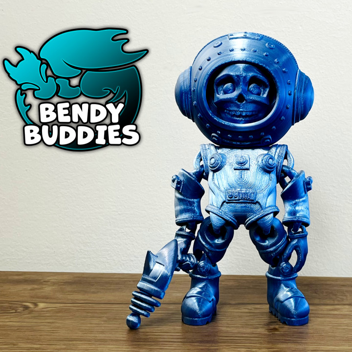 Astronaut Skelenaut Blaster & Hand / Undead Soldier Articulated / Print-in-Place Creature / Cute Skelet Warrior / Underwater Villager / Water Adventurer / Fantasy World Encounter