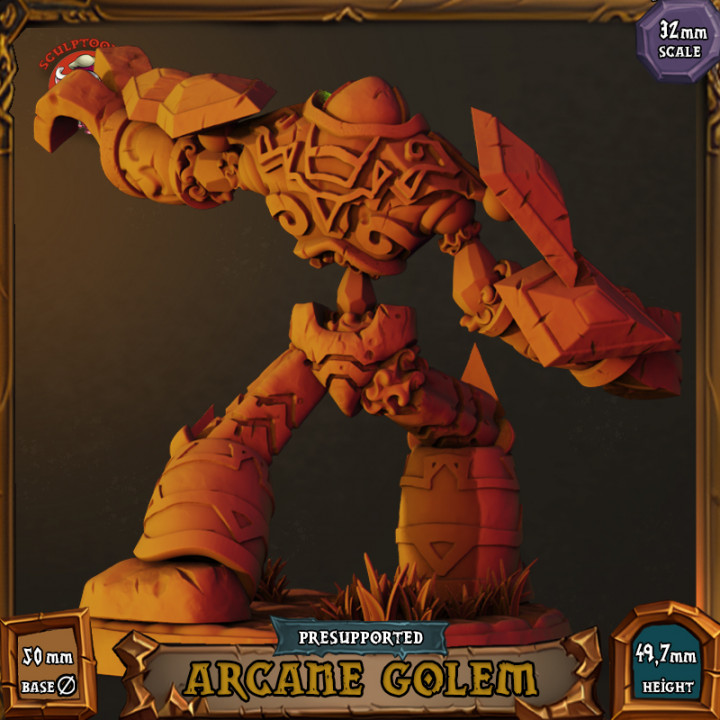 Arcane Golem - 32mm scale pre-supported miniature