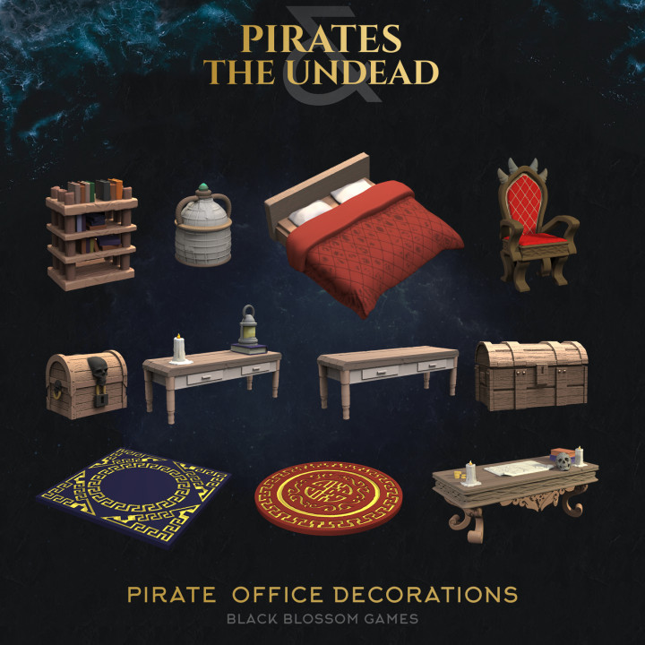 UT02D01 Pirate Captain Decorations :: UMC 02 Pirates vs the Undead :: Black Blossom Games image