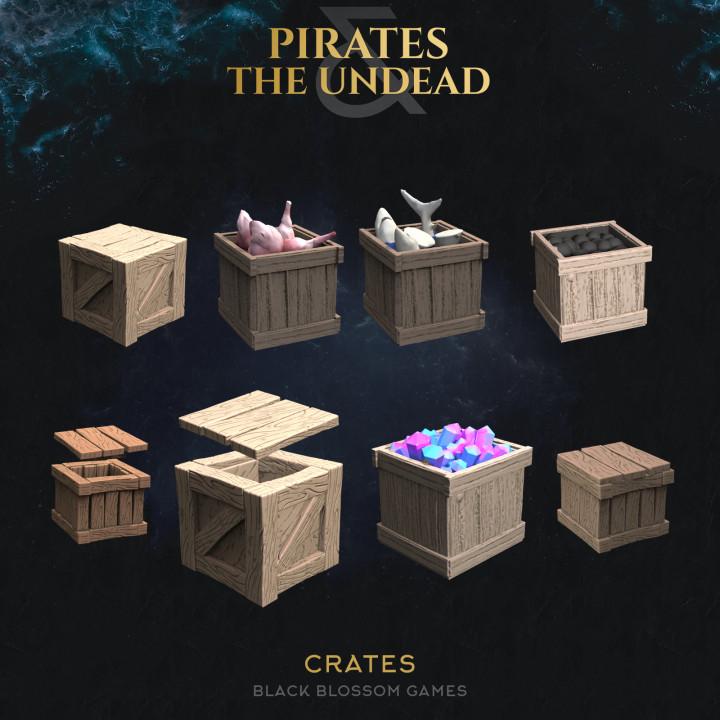 UT02D01 Pirate Crates Decorations :: UMC 02 Pirates vs the Undead :: Black Blossom Games image