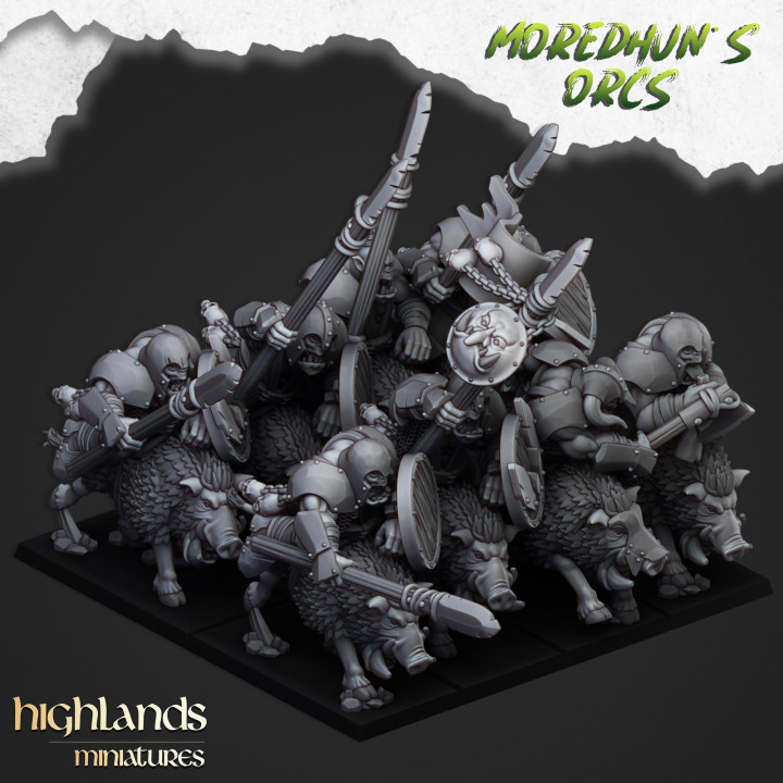 Mounted Orcs with spears - Highlands Miniatures image