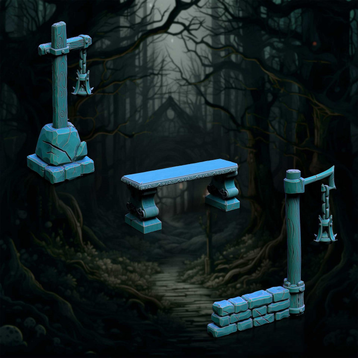 Lamp and Bench