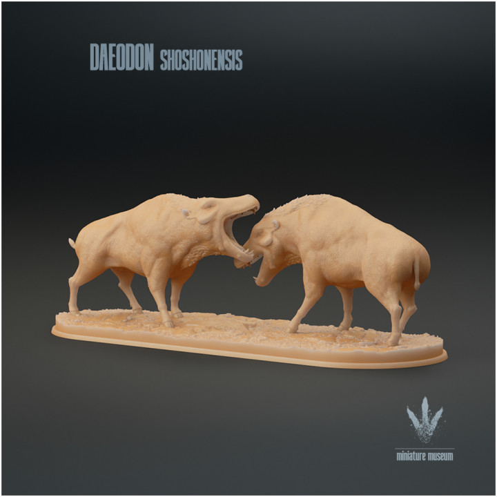 3D Printable Daeodon Shoshonensis : Fighting Pigs By Miniature Museum