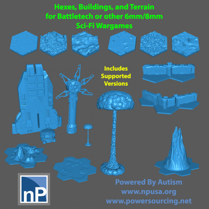 6mm/8mmn scale Bases, Terrain, Nuke for sci-fi games image