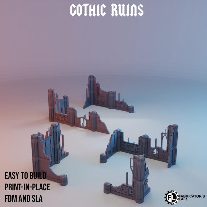 Gothic Ruins Set #1 - Print-in-place image