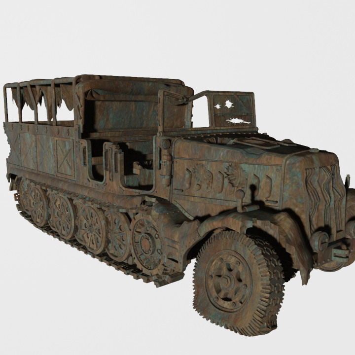 3D Printable Destroyed Half-track Sd.Kfz.9 (Germany, WW2) by
