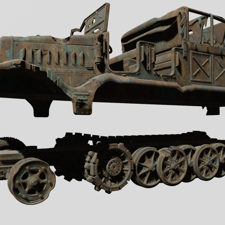 し*こ様 half track products × COLONISTA OMA 3D Printable Destroyed Half-track Sd.Kfz.9 (Germany, WW2) by
