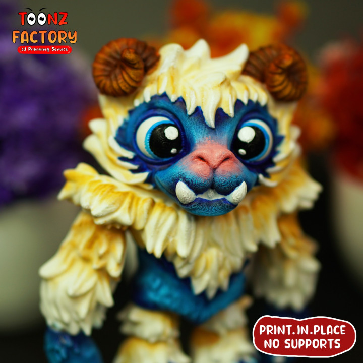 3D Printable PRINT-IN-PLACE CUTE FLEXI YETI ARTICULATED by Toonz
