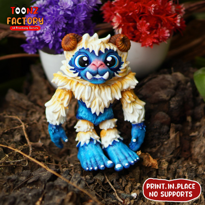 3D Printable PRINT-IN-PLACE CUTE FLEXI YETI ARTICULATED by Toonz