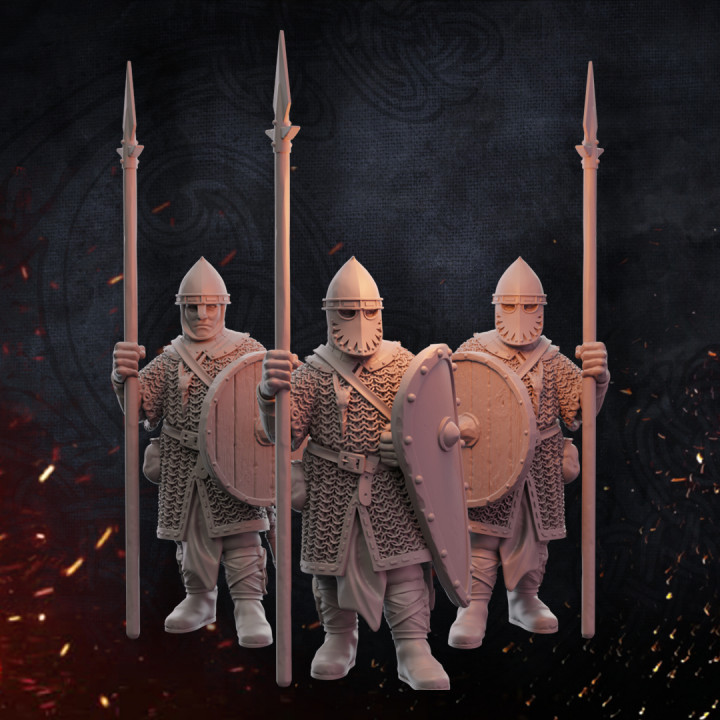 Standing guards with spears image