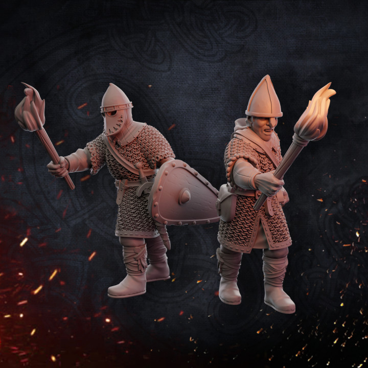 Walking guards with torches image