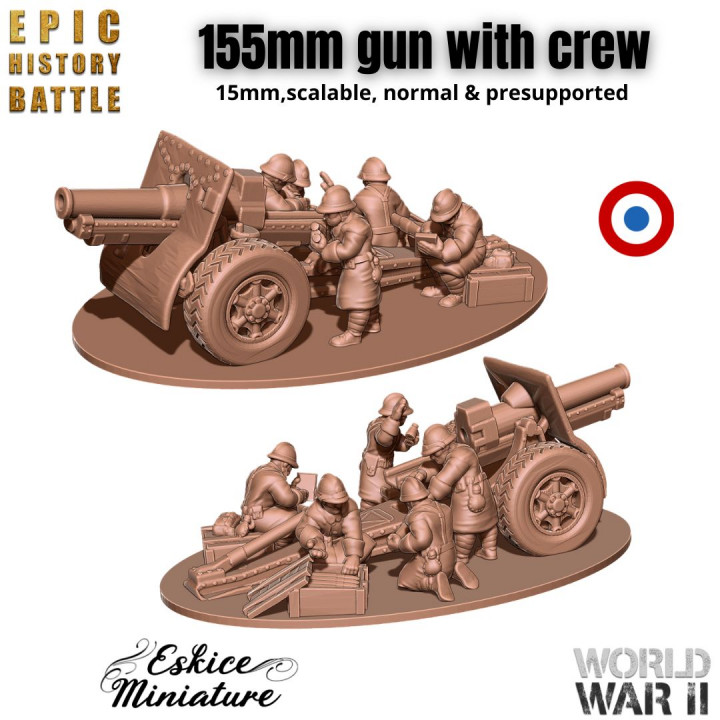 French 155mm artillery gun with crew - 15mm for EHB image
