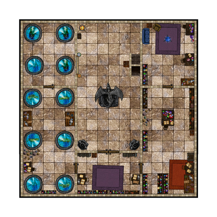 Castle Manor - Digital DnD Fantasy Terrain Battle Map Tiles & Tokens image