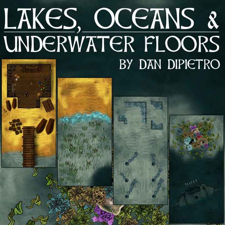 Lakes, Ocean, And Sea Floor Tiles - Modular Digital DnD Terrain Battle Map Tiles