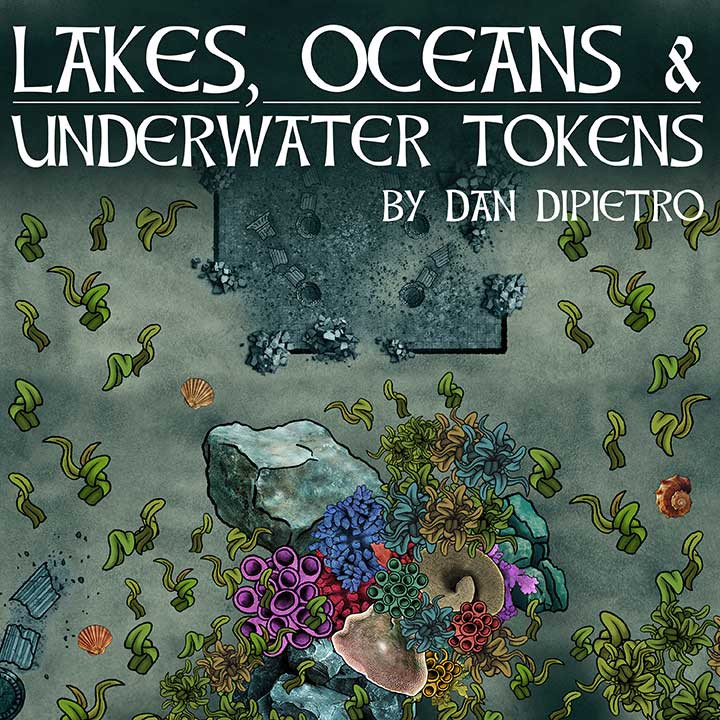 Lakes, Oceans, And Underwater Tokens - Digital Terrain Map Token Art image