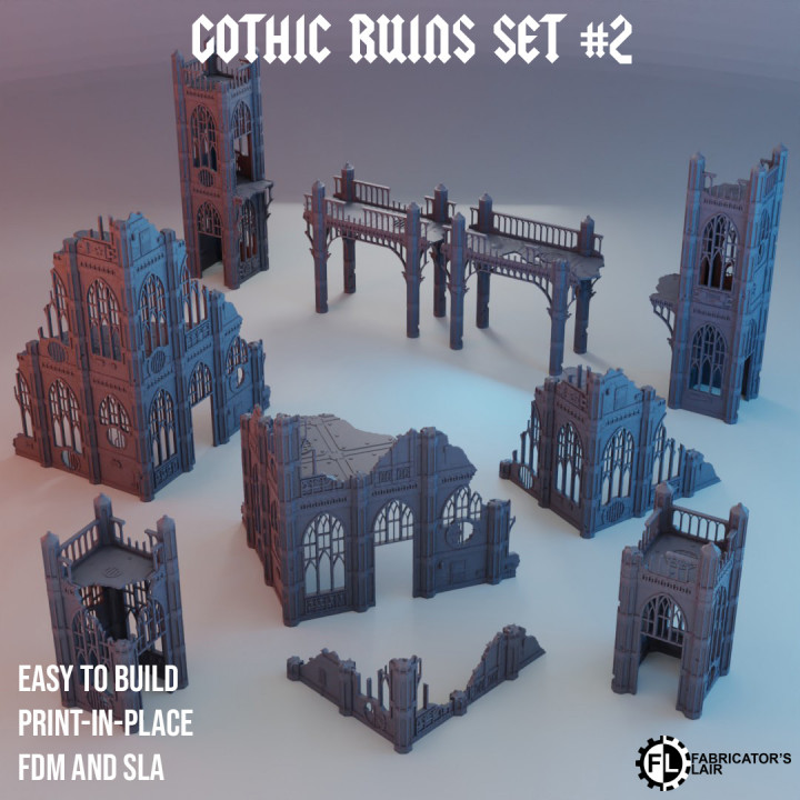 Gothic Ruins Set #2 - Print-in-place image