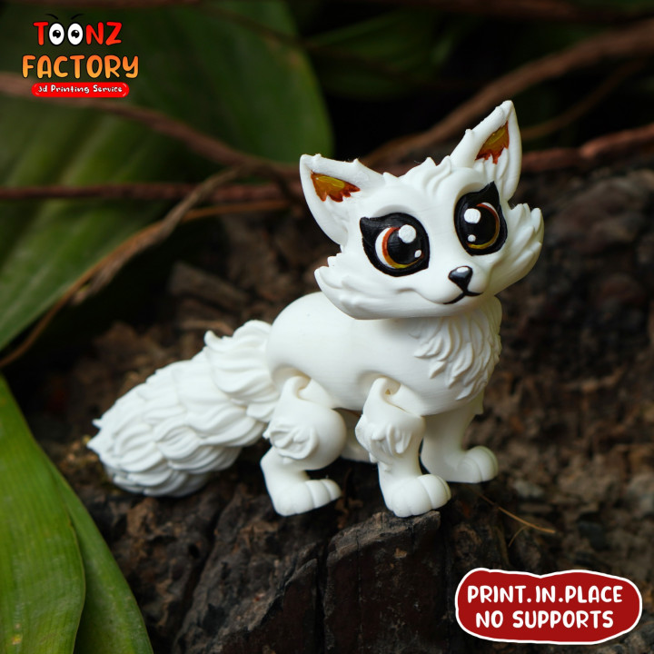 3D Printable CUTE FLEXI ARCTIC FOX ARTICULATED by Toonz Factory