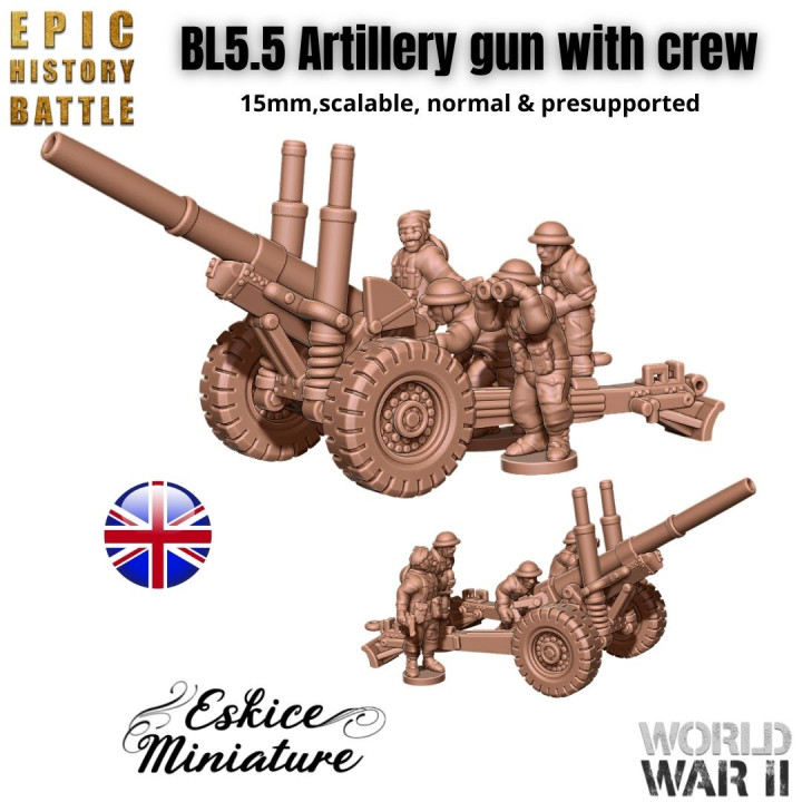 BL5.5 Artillery gun with UK crew - 15mm for EHB image