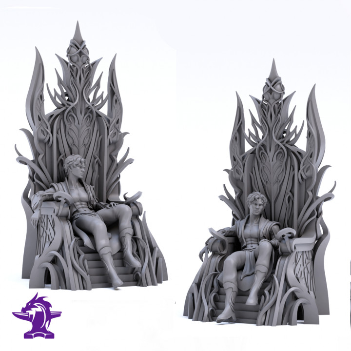 The Baron | Elf Noble Seated on Throne | 2 Seperate Models Male Elf & Throne image