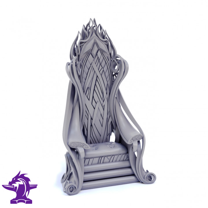 The Baroness | Seated Female Elf Noble on Throne | 2 Seperate Models Elf & Throne image