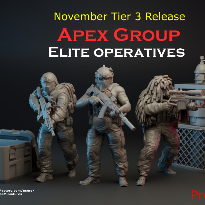 TurnBase Miniatures: Wargames- Apex Group Elite Operatives image