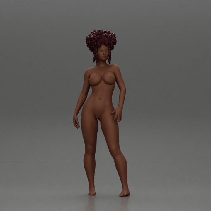 Naked hip-hop black girl wtih curly hair image