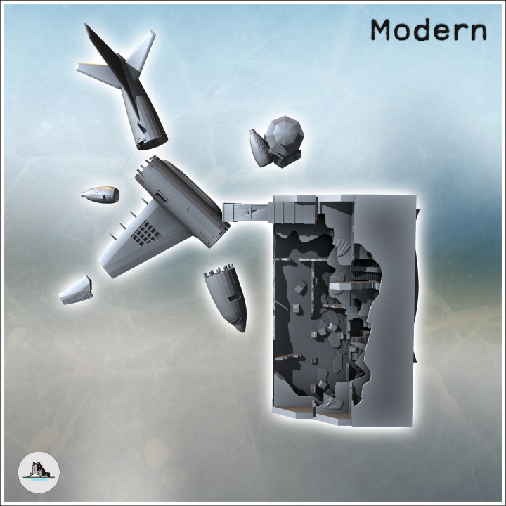 Destroyed modern airport with control tower and plane wreckage (1) - Cold Era Modern Warfare Conflict World War 3 RPG  Post-apo WW3 WWIII image