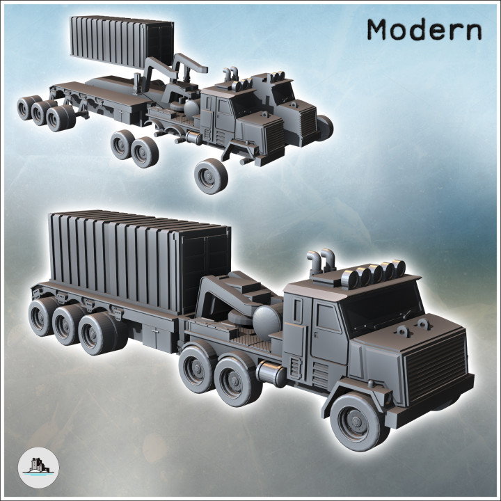 Modern Twelve-Wheel Truck with Containers in the Rear (10) - Cold Era Modern Warfare Conflict World War 3 RPG  Post-apo WW3 WWIII image