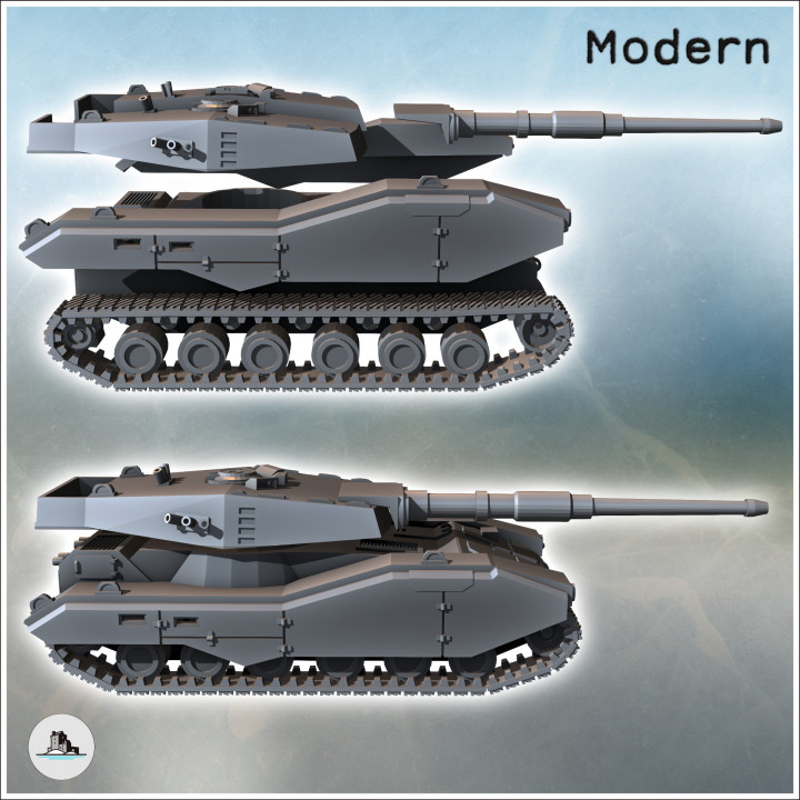 Futuristic Rear Center Turret Tank (4) - Future Sci-Fi SF Post apocalyptic Tabletop Scifi Wargaming Planetary exploration RPG Terrain