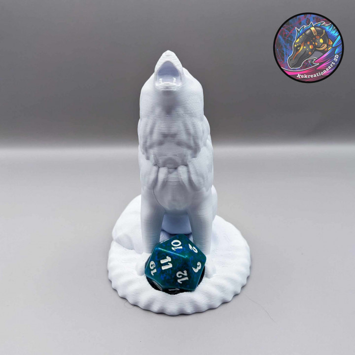 3D Printable Wolf Dice Guardian and Figurine by Kirsten M