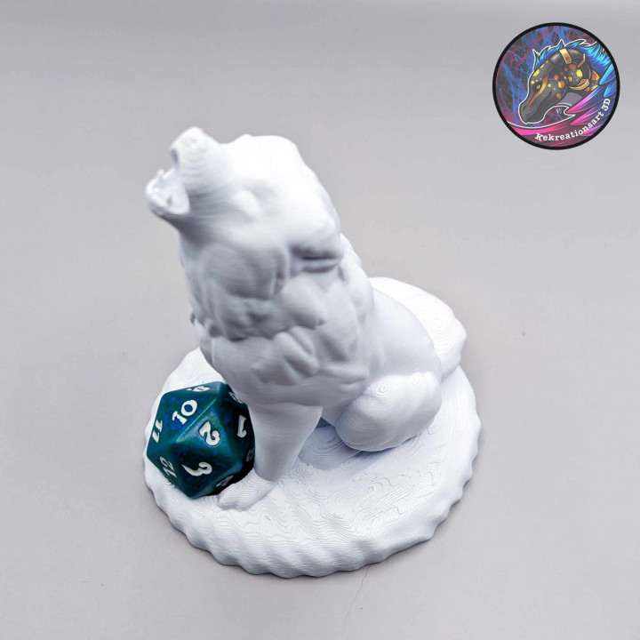 3D Printable Wolf Dice Guardian and Figurine by Kirsten M