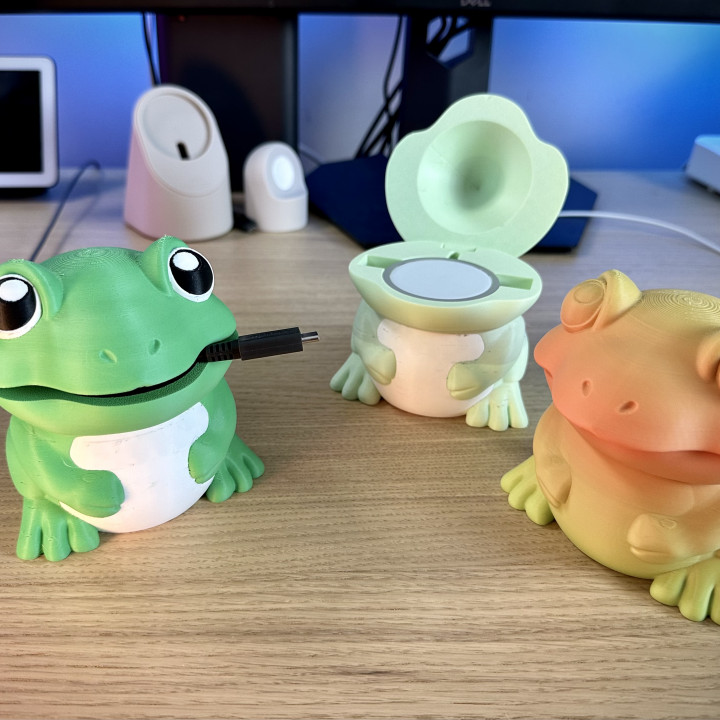 Cute Frog Cable holder / Magsafe Stand - Print-in-Place image