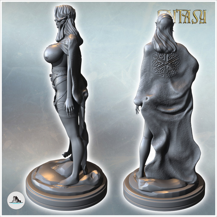 Woman with long hair and a large partially open dress (NSFW) (18) - Medieval Fantasy Magic Feudal Old Archaic Saga 28mm 15mm image