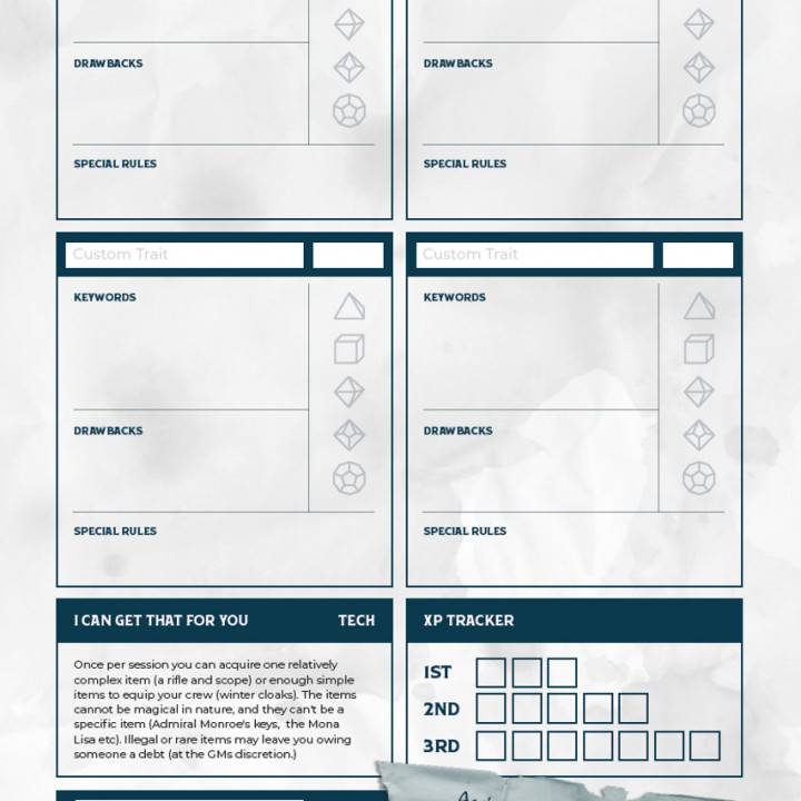 SHIFT RPG Character Sheets (PDF) image