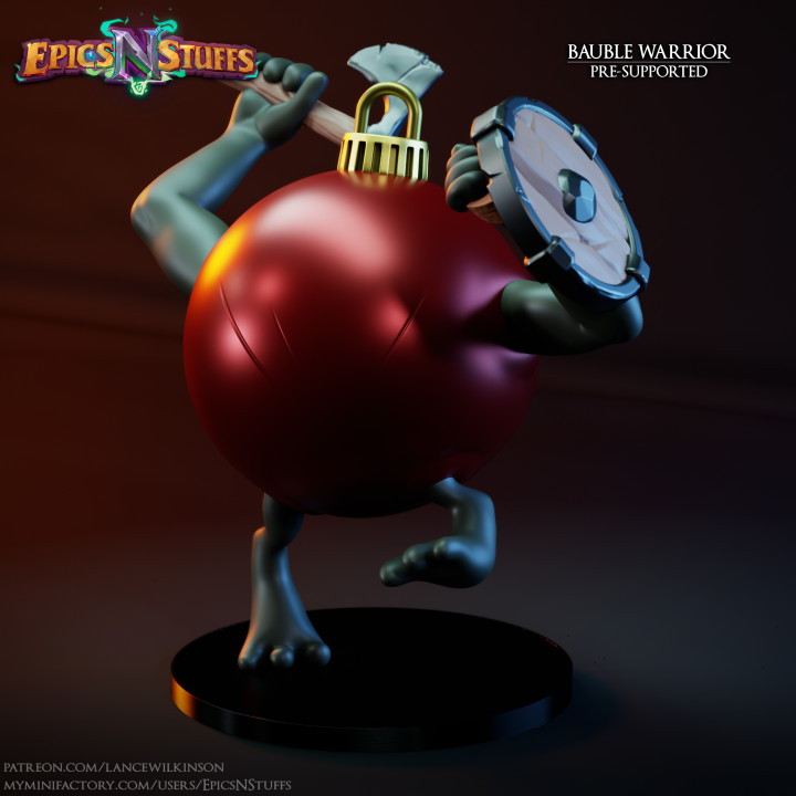Bauble Warrior Miniature - Pre-Supported