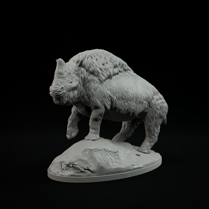 Elasmotherium standing 1-35 scale pre-supported prehistoric animal image
