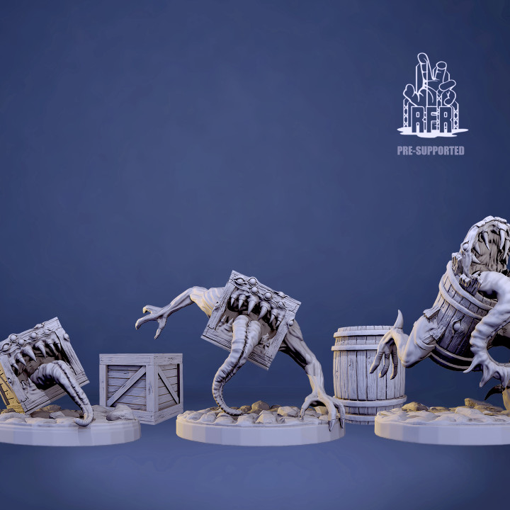 Barrel & Crate mimic set - Tabletop Miniatures (Pre-Supported