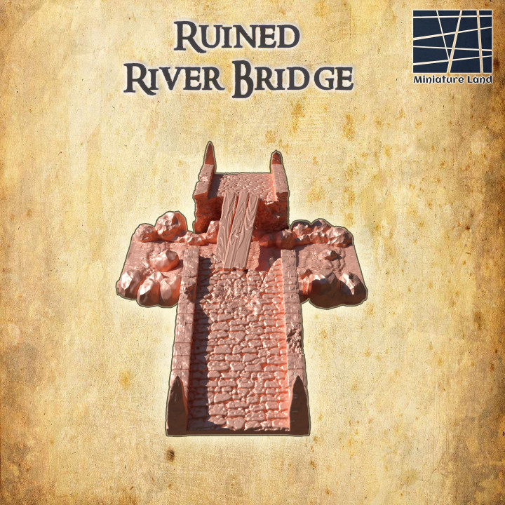 Ruined River Bridge - Tabletop Terrain - 28 MM