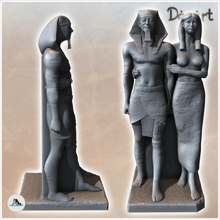 Egyptian Statue of Mykerinos and Khâmerernebty II (4) - Canyon Sandy Landscape 28mm 15mm RPG DND Nomad Desertland African