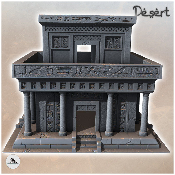 Egyptian Stone Temple with Access Stairs and Floor (1) - Canyon Sandy Landscape 28mm 15mm RPG DND Nomad Desertland African