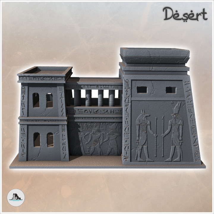Egyptian Building with Central Access and Flat Roofs (4) - Canyon Sandy Landscape 28mm 15mm RPG DND Nomad Desertland African image