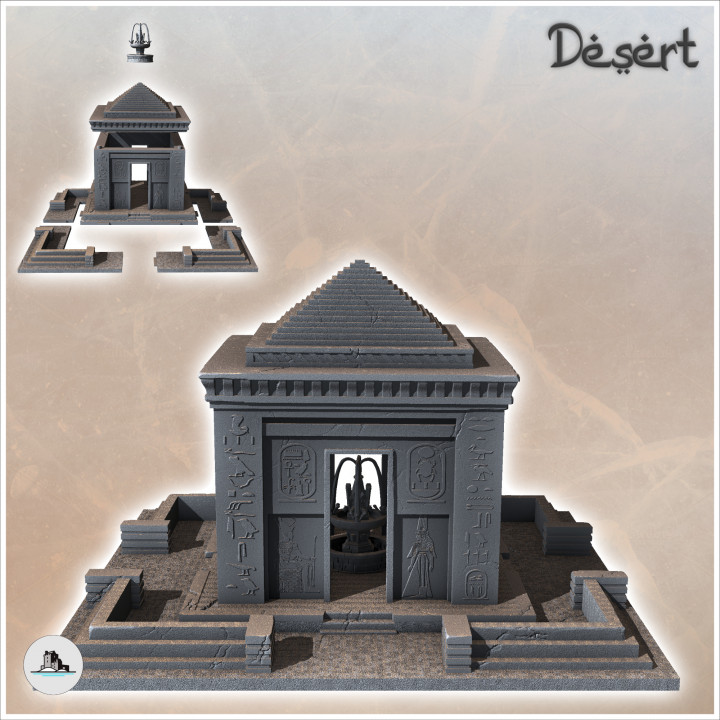 Egyptian Pointed Roof Temple with Platform (11) - Canyon Sandy Landscape 28mm 15mm RPG DND Nomad Desertland African image