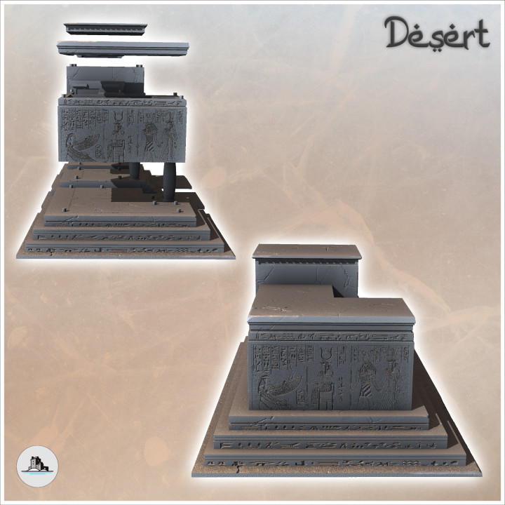 Desert building with wide access staircase and columns (12) - Canyon Sandy Landscape 28mm 15mm RPG DND Nomad Desertland African image