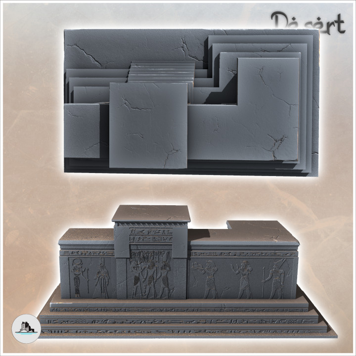 Desert building with wide access staircase and columns (12) - Canyon Sandy Landscape 28mm 15mm RPG DND Nomad Desertland African image
