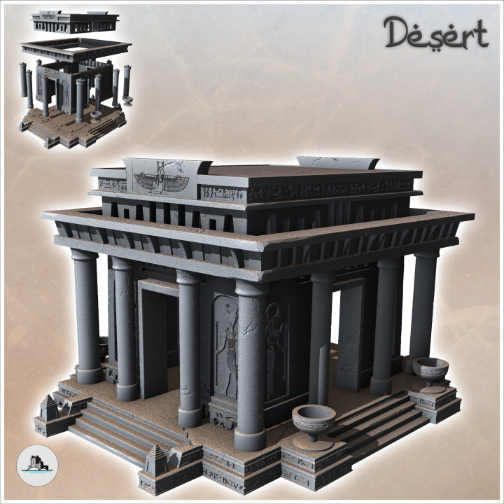 Desert altar with large columns, domes and access stairs (13) - Canyon Sandy Landscape 28mm 15mm RPG DND Nomad Desertland African image