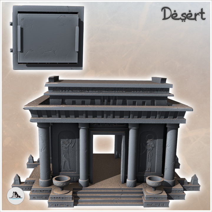 Desert altar with large columns, domes and access stairs (13) - Canyon Sandy Landscape 28mm 15mm RPG DND Nomad Desertland African image