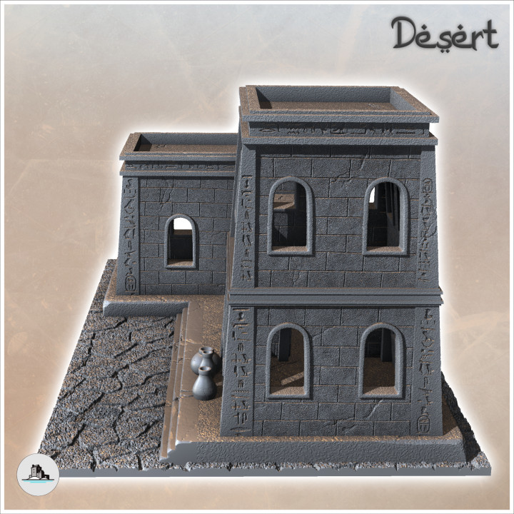 Desert building with stone floor and large windows (18) - Canyon Sandy Landscape 28mm 15mm RPG DND Nomad Desertland African image