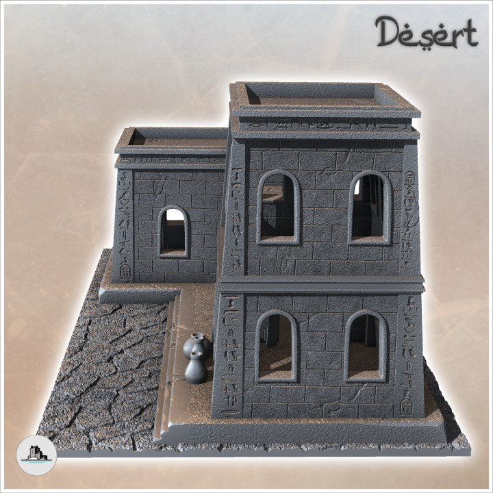 Desert building with stone floor and large windows (18) - Canyon Sandy Landscape 28mm 15mm RPG DND Nomad Desertland African