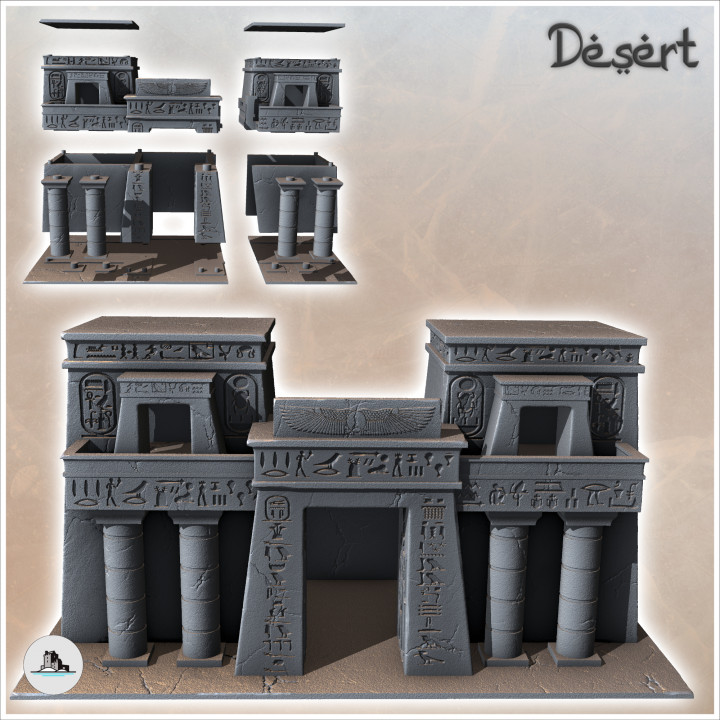 Large Egyptian Building with Majestic Entrance, Columns and Balconies (19) - Canyon Sandy Landscape 28mm 15mm RPG DND Nomad Desertland African image